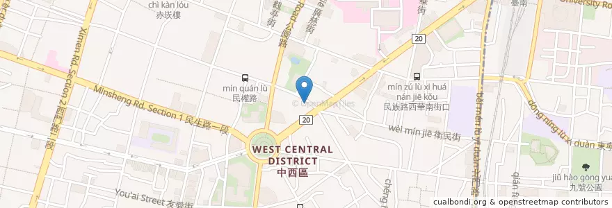 Mapa de ubicacion de 陽信商業銀行 en Тайвань, Тайнань, 中西區.