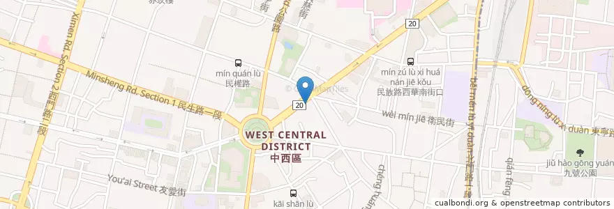Mapa de ubicacion de 萬泰商業銀行 en Taiwan, 臺南市, 中西區.