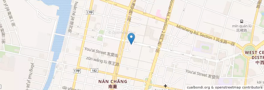 Mapa de ubicacion de 今日戲院 en تایوان, 臺南市, 中西區.