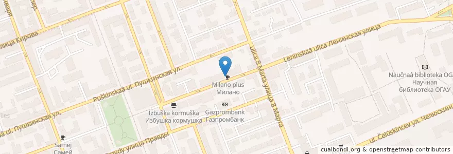 Mapa de ubicacion de Милано plus en Rusland, Приволжский Федеральный Округ, Оренбургская Область, Городской Округ Оренбург.