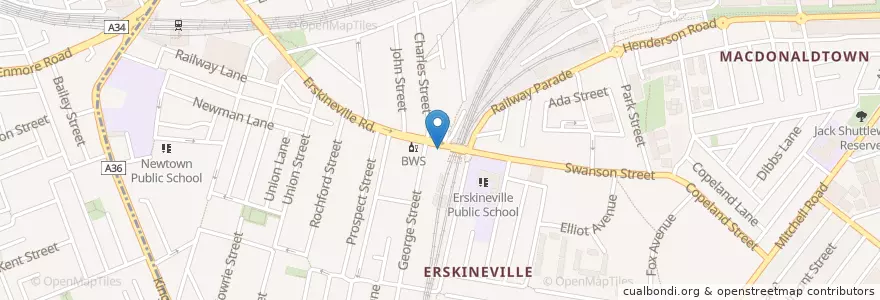 Mapa de ubicacion de Erskineville Fish & Chips en Avustralya, New South Wales, Council Of The City Of Sydney, Sydney.