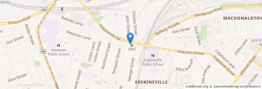 Mapa de ubicacion de Erskineville Chemist en Australie, Nouvelle Galles Du Sud, Council Of The City Of Sydney, Sydney.