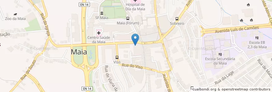 Mapa de ubicacion de Santander Totta en ポルトガル, ノルテ, Porto, Área Metropolitana Do Porto, Maia, Cidade Da Maia.