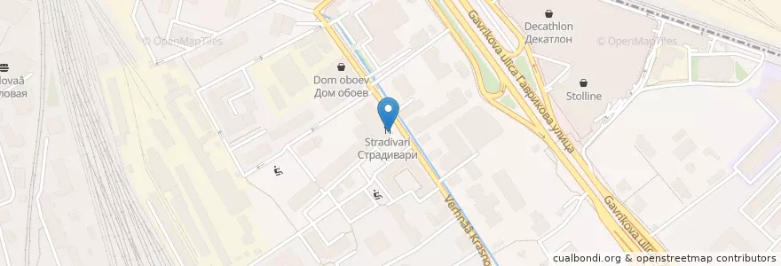 Mapa de ubicacion de Страдивари en Rusland, Centraal Federaal District, Moskou, Центральный Административный Округ, Красносельский Район.