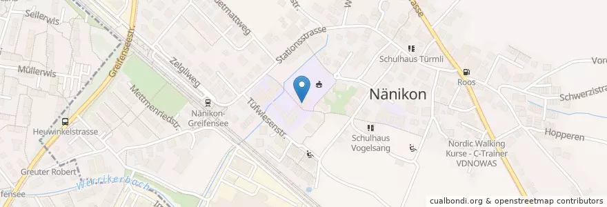 Mapa de ubicacion de Bibliothek Nänikon en Suíça, Zurique, Bezirk Uster, Uster.