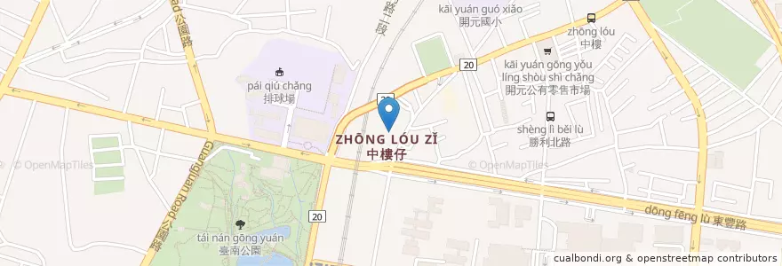 Mapa de ubicacion de 台灣中油前鋒站 en 台湾, 台南市, 北区.