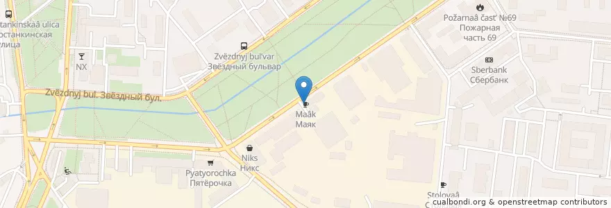 Mapa de ubicacion de Маяк en 俄罗斯/俄羅斯, Центральный Федеральный Округ, Москва, Северо-Восточный Административный Округ, Останкинский Район.