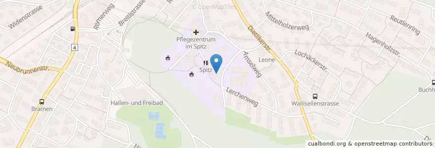 Mapa de ubicacion de Kindergarten Spitz en Switzerland, Zurich, Bezirk Bülach, Kloten.