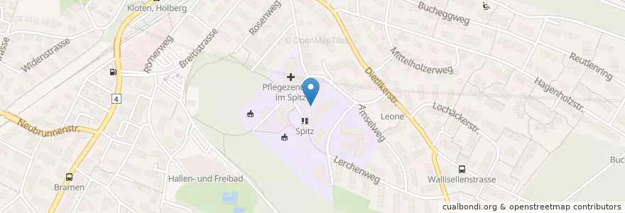 Mapa de ubicacion de Schulhaus Spitz Primarschule en Zwitserland, Zürich, Bezirk Bülach, Kloten.