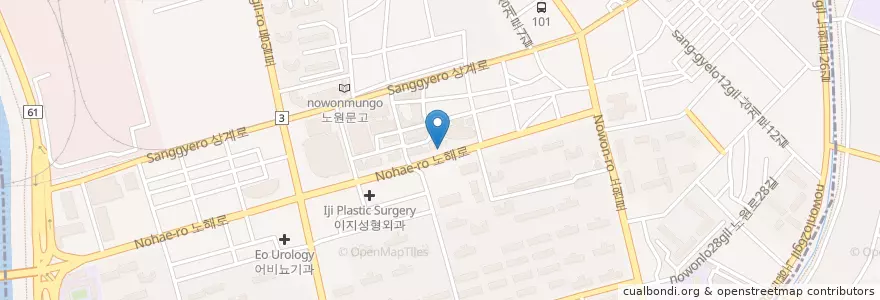 Mapa de ubicacion de 탐앤탐스 en Güney Kore, Seul, 노원구, 상계6·7동, 상계2동.