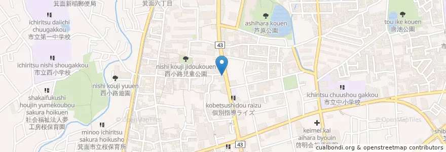 Mapa de ubicacion de 沖縄そば あかばなァ en Japón, Prefectura De Osaka, 箕面市.