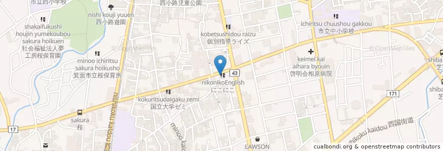 Mapa de ubicacion de 風の翼 en Giappone, Prefettura Di Osaka, 箕面市.