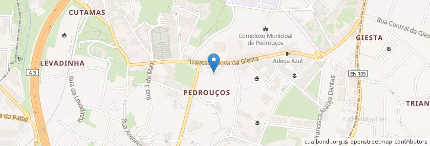 Mapa de ubicacion de Prio en 葡萄牙, 北部大區, Área Metropolitana Do Porto, Porto, Maia, Pedrouços.