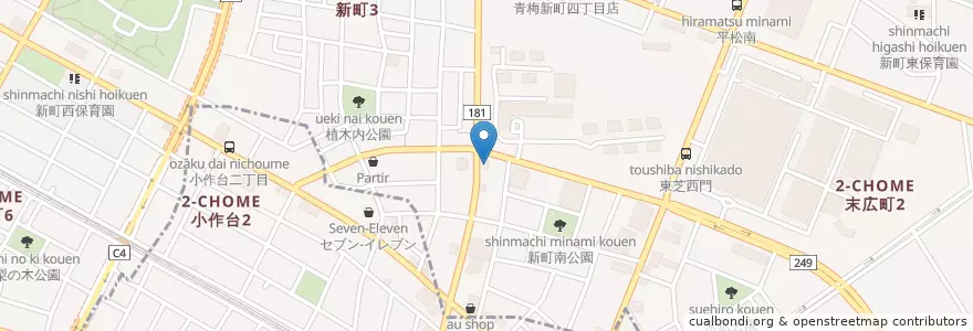Mapa de ubicacion de ピエモンテ en 日本, 東京都, 青梅市.