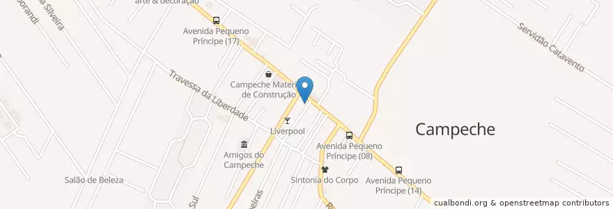 Mapa de ubicacion de Cãopeche en 브라질, 남부지방, 산타카타리나, Microrregião De Florianópolis, Região Geográfica Intermediária De Florianópolis, 플로리아노폴리스.