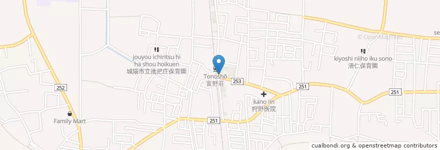 Mapa de ubicacion de ファミリー薬局 en 일본, 교토부, 城陽市.