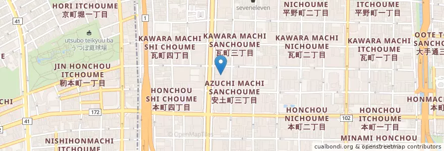 Mapa de ubicacion de 福岡銀行 en Japan, 大阪府, Osaka, 中央区.