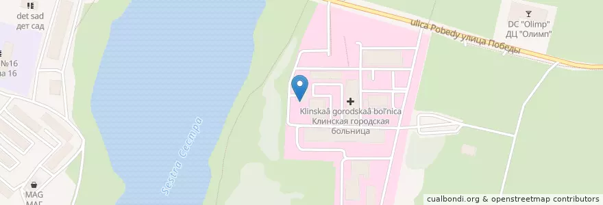 Mapa de ubicacion de Поликлиника №1 en Rusland, Centraal Federaal District, Oblast Moskou, Городской Округ Клин.