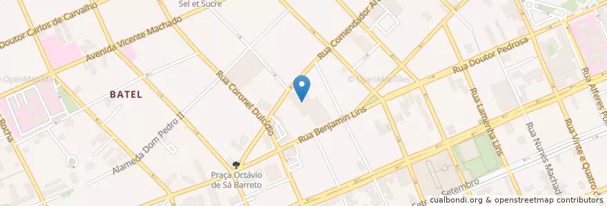 Mapa de ubicacion de Espaço Itaú de Cinema Curitiba en ブラジル, 南部地域, パラナ, Região Geográfica Intermediária De Curitiba, Região Metropolitana De Curitiba, Microrregião De Curitiba, クリチバ.
