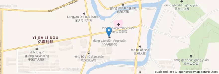Mapa de ubicacion de 登高电影院 en China, Fujian, Longyan, Xinluo.