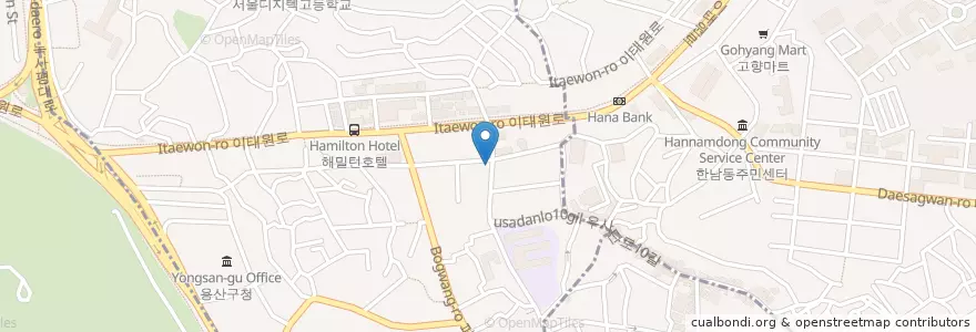 Mapa de ubicacion de Foreign Restaurant en 大韓民国, ソウル, 龍山区, 이태원1동.