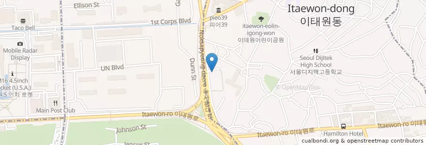 Mapa de ubicacion de M Burger en Südkorea, Seoul, 용산구, 용산2가동.