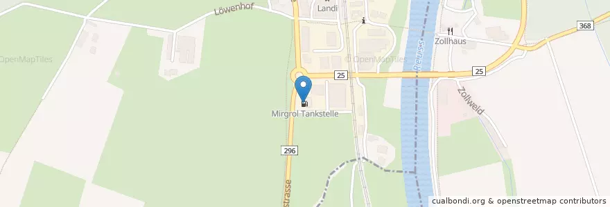 Mapa de ubicacion de Migrol Service Sins en 瑞士, Aargau, Bezirk Muri, Sins.