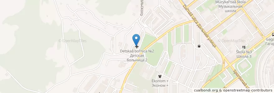 Mapa de ubicacion de Детская больница №2 en 러시아, Дальневосточный Федеральный Округ, 프리모르스키 지방, Находкинский Городской Округ.