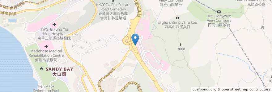 Mapa de ubicacion de 薄扶林道公廁 Pok Fu Lam Road Public Toilet en 중국, 광둥성, 홍콩, 홍콩섬, 신제, 南區 Southern District.