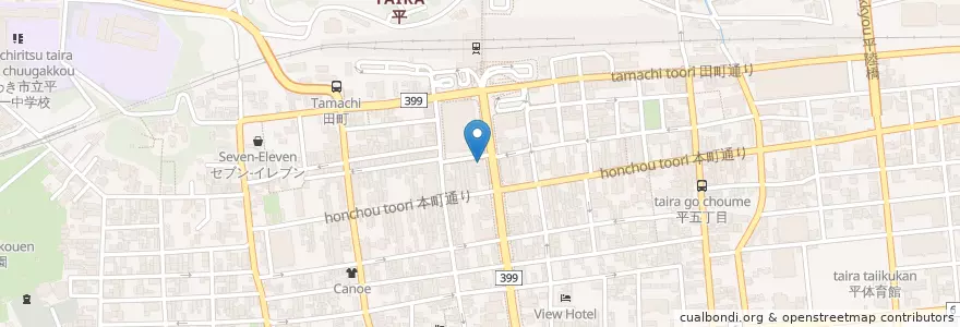Mapa de ubicacion de ASAHI Center en 日本, 福島県, 磐城市.
