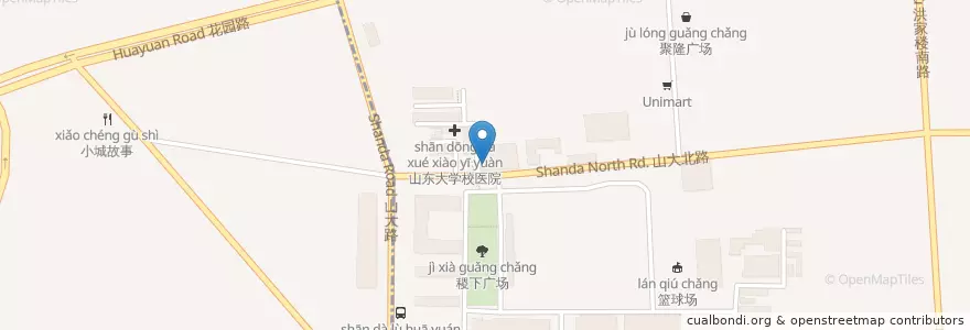 Mapa de ubicacion de 兰州拉面 en 中国, ツャントン;山東, チーナン;済南市, 历城区, 山大路街道.