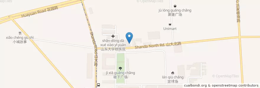 Mapa de ubicacion de 山大诊所 en 中国, ツャントン;山東, チーナン;済南市, 历城区, 山大路街道.
