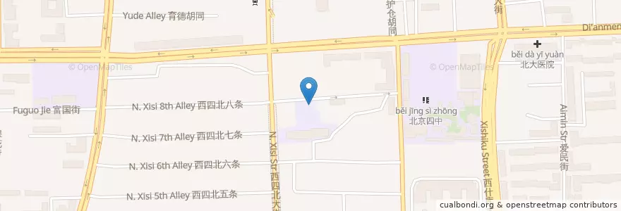 Mapa de ubicacion de 北京市一五六中学 en China, Pequim, Hebei, 西城区.