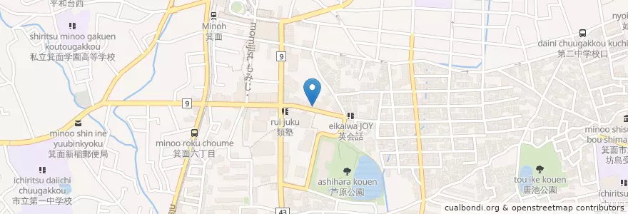 Mapa de ubicacion de 笹野歯科 en Japon, Préfecture D'Osaka, 箕面市.