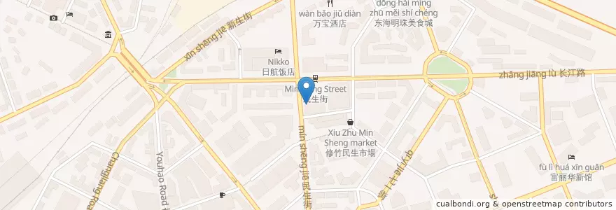 Mapa de ubicacion de Hongji Grand Stage en China, Liaoning, Zhongshan District, Dalian City.