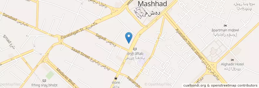 Mapa de ubicacion de درمانگاه فرهنگیان en Iran, Razavi-Chorasan, شهرستان مشهد, مشهد, بخش مرکزی شهرستان مشهد.