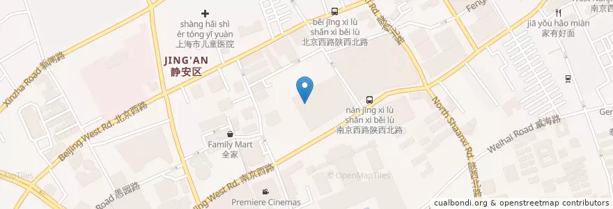 Mapa de ubicacion de Starbucks en China, Shanghai, 静安区.