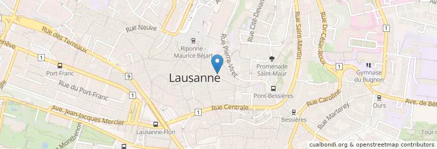 Mapa de ubicacion de bureau des notifications en スイス, Vaud, District De Lausanne, Lausanne.