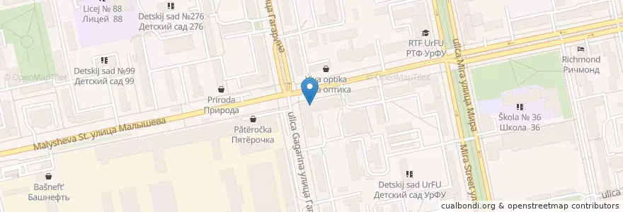 Mapa de ubicacion de Библиотека N 19 им. А.П. Чехова en Russie, District Fédéral De L'Oural, Oblast De Sverdlovsk, Городской Округ Екатеринбург.
