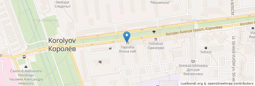Mapa de ubicacion de Япона паб en 俄罗斯/俄羅斯, Центральный Федеральный Округ, 莫斯科州, Городской Округ Королёв.