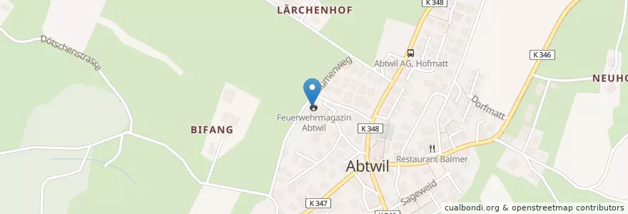 Mapa de ubicacion de Feuerwehrmagazin Abtwil en Schweiz/Suisse/Svizzera/Svizra, Aargau, Bezirk Muri, Abtwil.