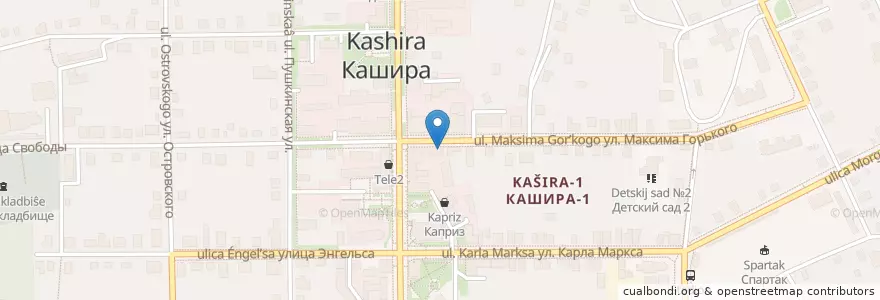 Mapa de ubicacion de Будь здоров! en روسيا, Центральный Федеральный Округ, محافظة موسكو, Городской Округ Кашира.