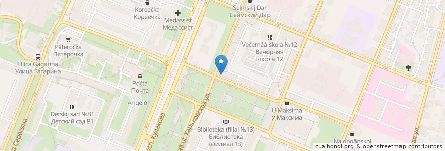 Mapa de ubicacion de Банк Москвы en Rússia, Distrito Federal Central, Oblast De Kursk, Курский Район, Городской Округ Курск.