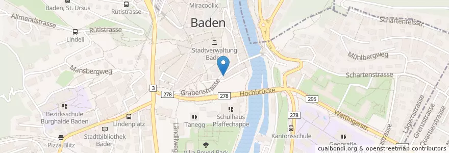 Mapa de ubicacion de Rebstock en Schweiz, Aargau, Bezirk Baden, Baden.