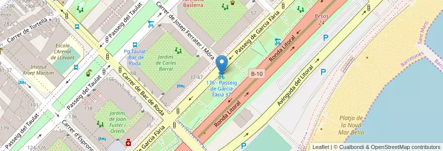Mapa de ubicacion de 176 - Passeig de Garcia Fària 37 en 스페인, Catalunya, Barcelona, Barcelonès, 바르셀로나.