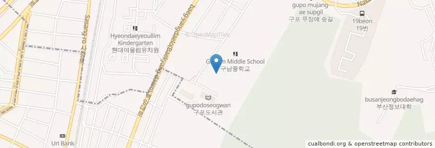 Mapa de ubicacion de 구포중학교 en Korea Selatan, 부산, 북구, 구포동.
