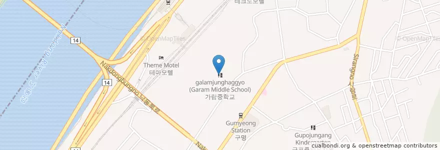 Mapa de ubicacion de 가람중학교 en Güney Kore, Busan, 북구, 구포동.