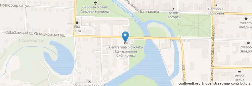 Mapa de ubicacion de Центральная библиотека en Rusia, Distrito Federal Central, Óblast De Tver, Вышневолоцкий Городской Округ.
