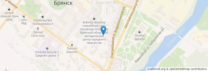 Mapa de ubicacion de Кафе Uptime en ロシア, 中央連邦管区, ブリャンスク州, Брянский Район, Городской Округ Брянск.