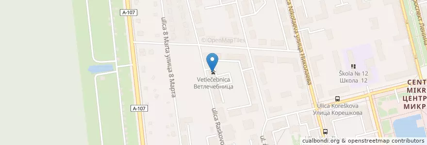 Mapa de ubicacion de Ветлечебница en روسيا, Центральный Федеральный Округ, محافظة موسكو, Городской Округ Электросталь.